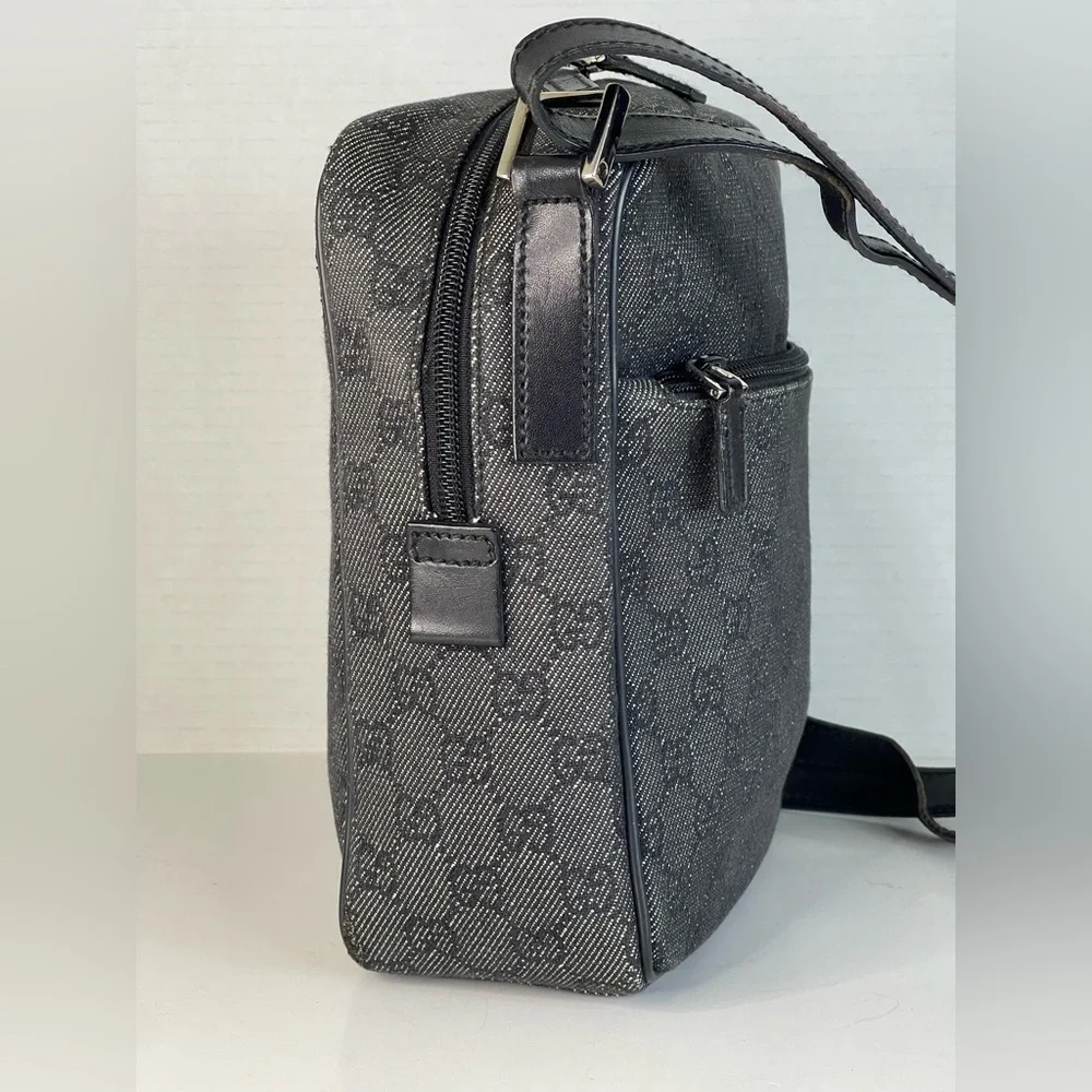 Gucci Black and Gray Monogram Messenger Bag